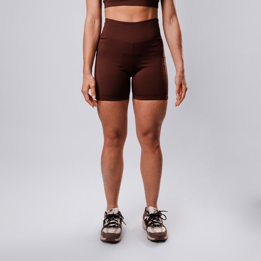 Shorts Fitty SidePocket cós-Alto Médio Couro