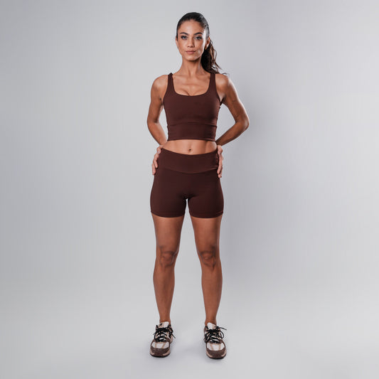 Shorts Fitty Essential cós-Alto Curto Couro