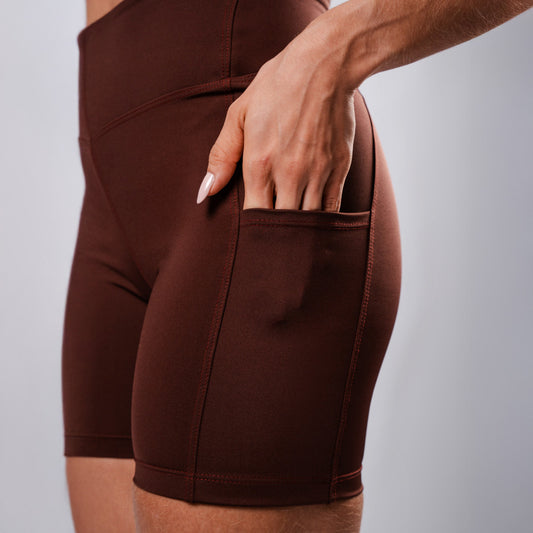 Shorts Fitty SidePocket cós-Alto Médio Couro