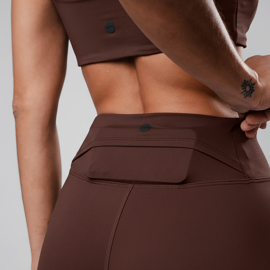 Legging Fly BackPocket cós-Alto Couro